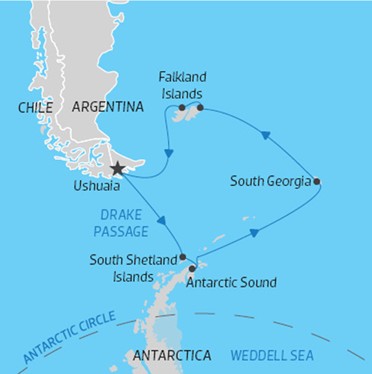Antarctica, Falkland Islands & South Georgia map - image courtesy of Chimu.