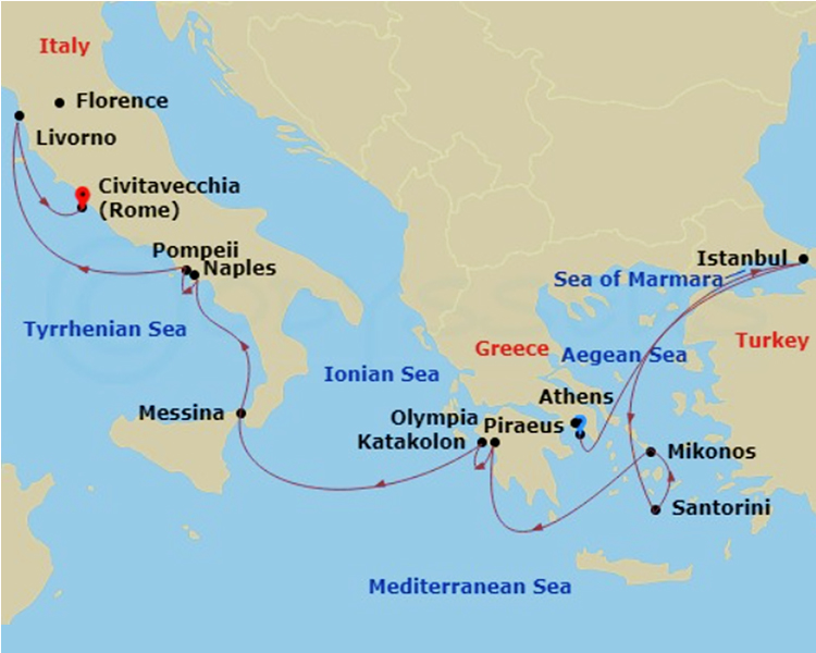 Viva Italy, Greece & Turkey map